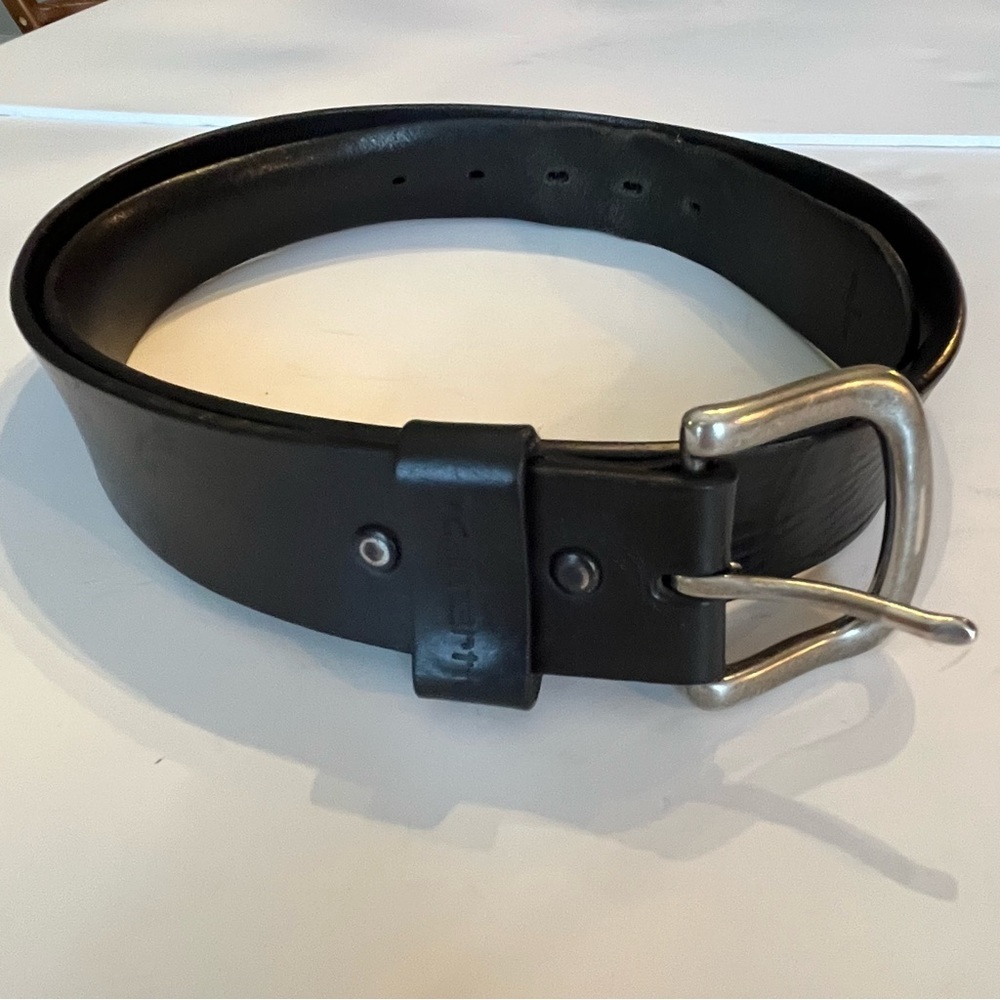 Carhartt Men’s Genuine Leather Belt Black Silver Buckle Size 38